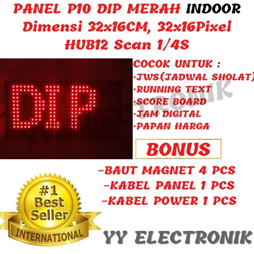 Panel Module Modul LED P10 Running Text DIP Merah Red Indoor aSt