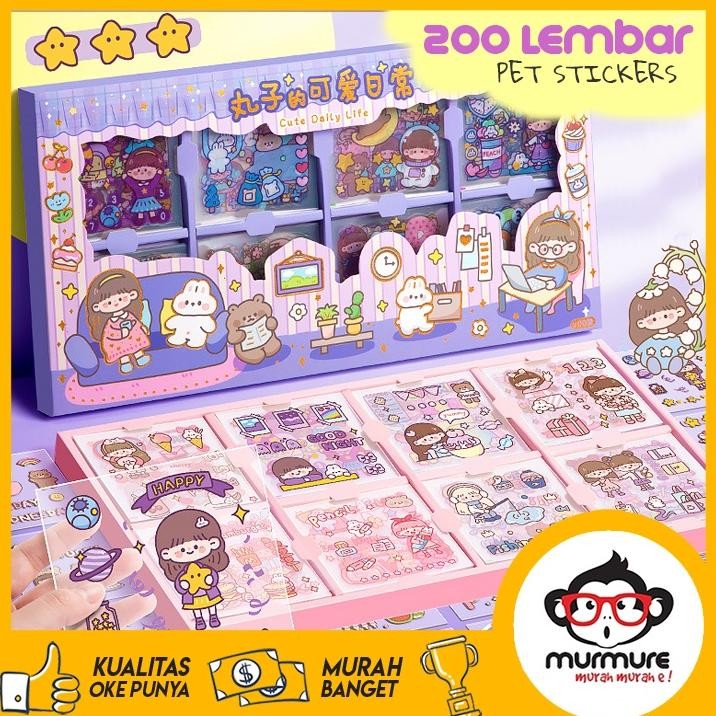 

^_K3C_^ Murmure | 200 Pet Stiker Gambar Kartun Diy Jurnal Sticker Set 200 Lembar Perbox M-4
