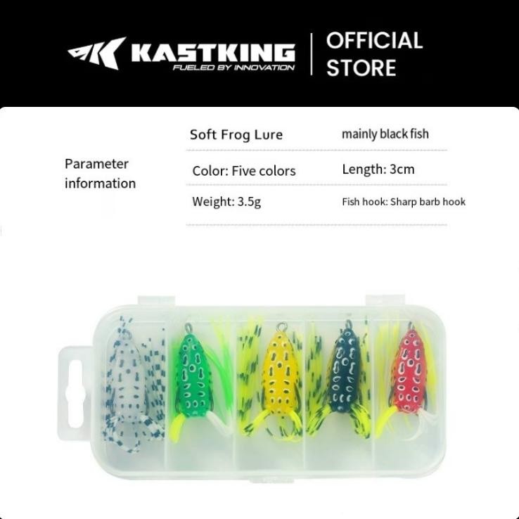 KASTKING Soft Frog Kodok Umpan Soft Lure 1 Set Box, Umpan casting 1 Paket Kotak Tabung Lunak 3.5g/3c
