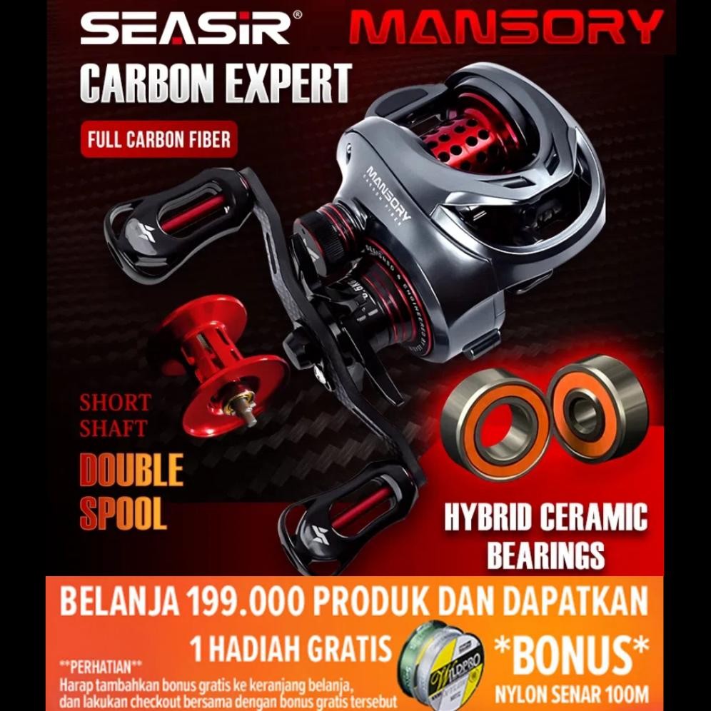 [OFFICIAL] SEASIR MANSORY Reel Pancing Baitcasting, 2 Spool Kumparan + Gagang Pegangan Rangka Serat 