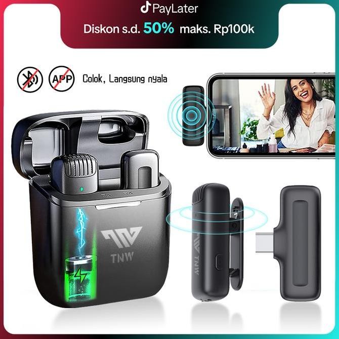 PROMO TNW X8 WIRELESS MICROPHONE LAVALIER MIC CLIP ON CHARGING CASE HP KOMPUTER