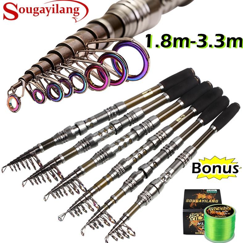 Sougayilang Joran Pancing 1.8-3.3m Carbon Ultralight Teleskopik Joran