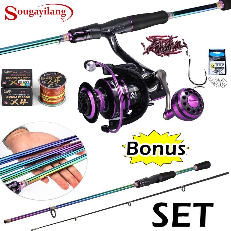 Sougayilang Joran Full Set 180cm 210cm Joran Pancing 2000-5000 Reel Pancing Warna Joran Pancing Set