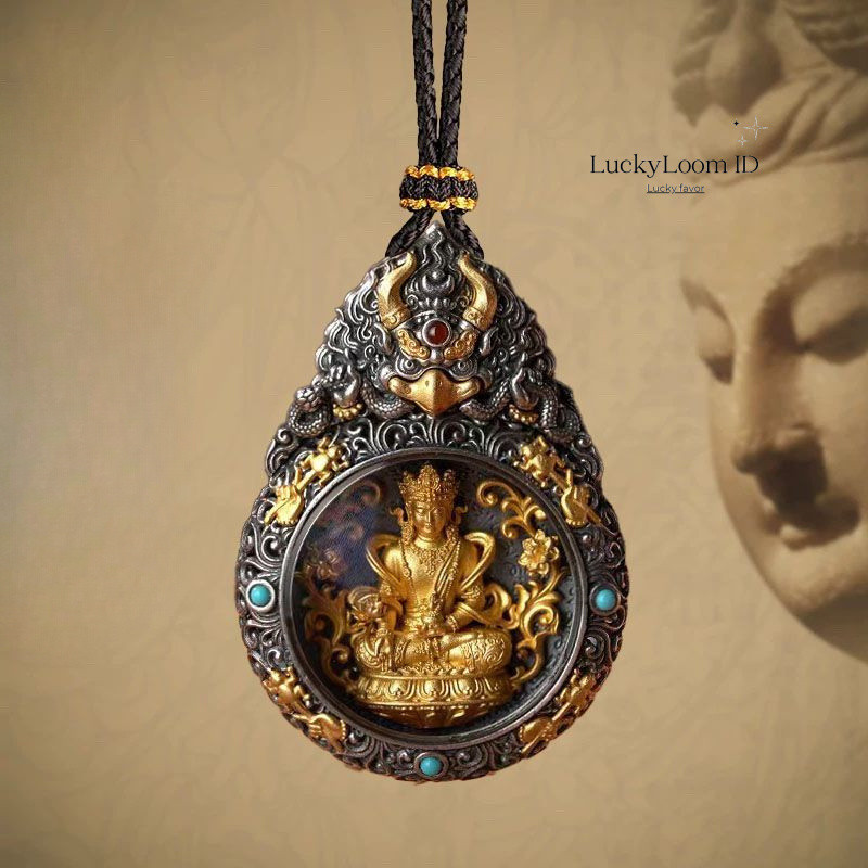 Tibetan Zodiac Birth Buddha Pendant Necklace for Good Luck and Safety Protection Amulet