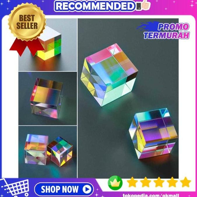 PROMO DEKORASI MEJA KACA KUBUS PRISMA TRANSPARAN 6 SISI REFLEKTIF ESTETIK
