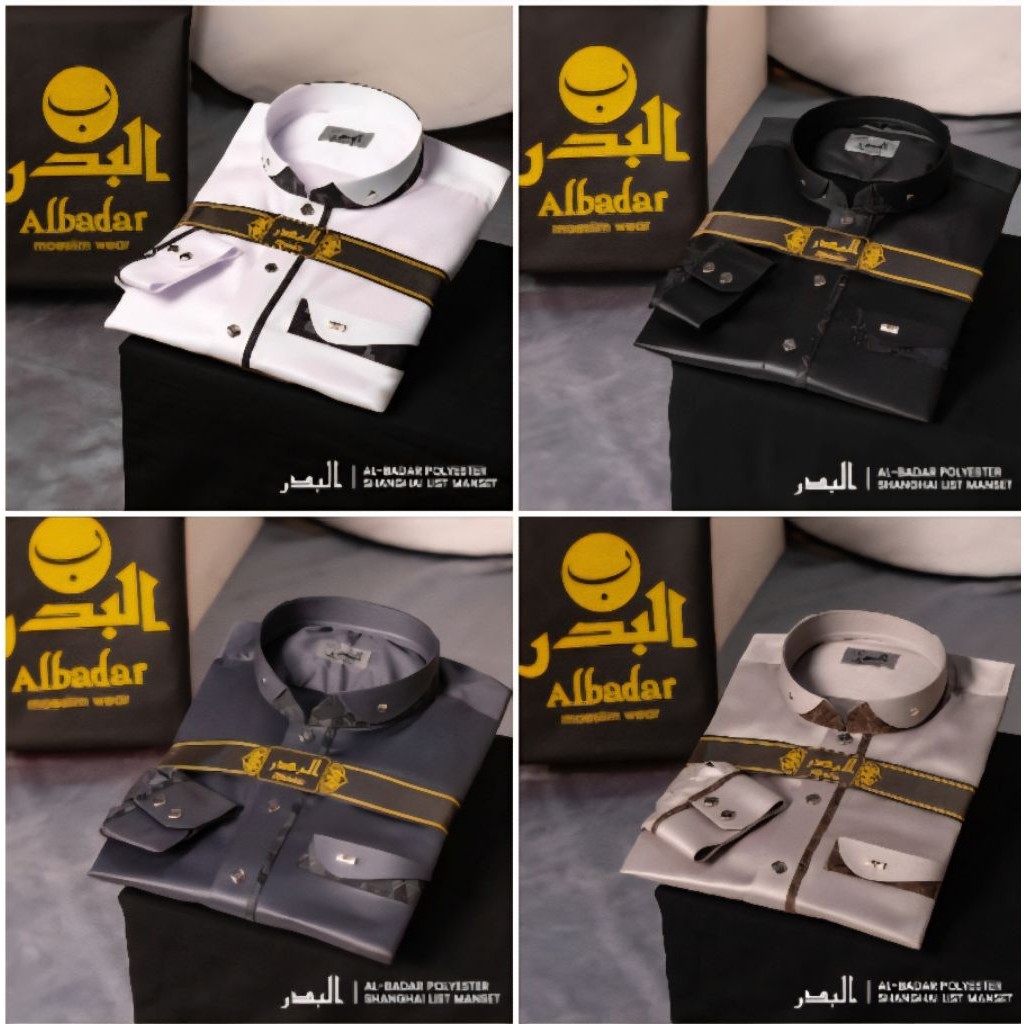 jubah gamis premium albadar polyster manset kombinasi //qobaa/alnoor/alraz/jubah premium/alaqsa/thub