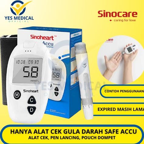 Alat Ukur Cek Gula Darah  Alat Tes Gula darah Sinocare Safe Accu 200 Memori Alat cek Sinoheart aSt