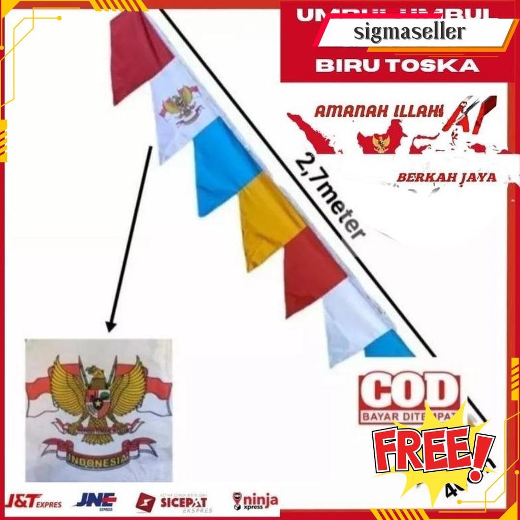 1 Kodi Umbul Umbul Garuda  Bendera 17 Agustus Original Produk
