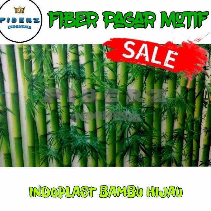 ORI - PENUTUP PAGAR PLASTIK MOTIF BAMBU HIJAU FIBER PVC METERAN INDOPLAST