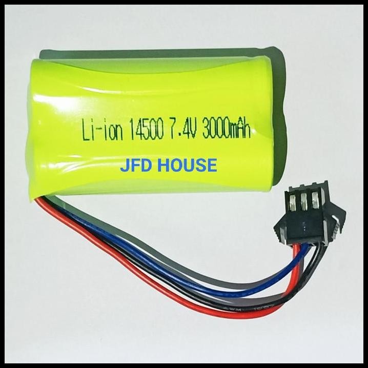Baterai RC 14500 Rakit 2 Soket 3 pin 7.4v-7,4v 3000Mah Rock Crawel
