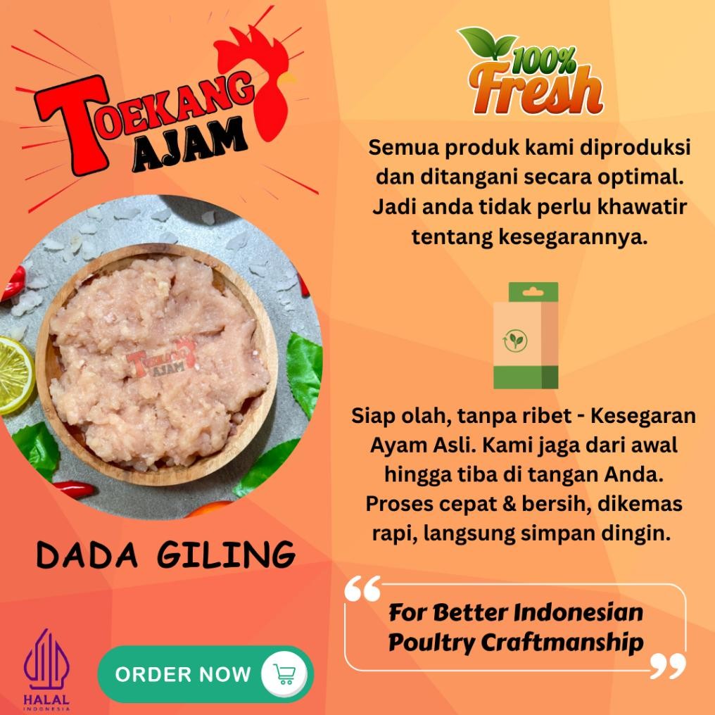 

DAGING AYAM DADA POLOS GILING KASAR / SEDANG / HALUS, DADA POLOS GILING FRESH/BEKU aSt