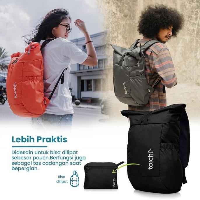 Torch Tas Ransel Punggung Lipat Pria Wanita - Foldable Backpack Shiroi LL