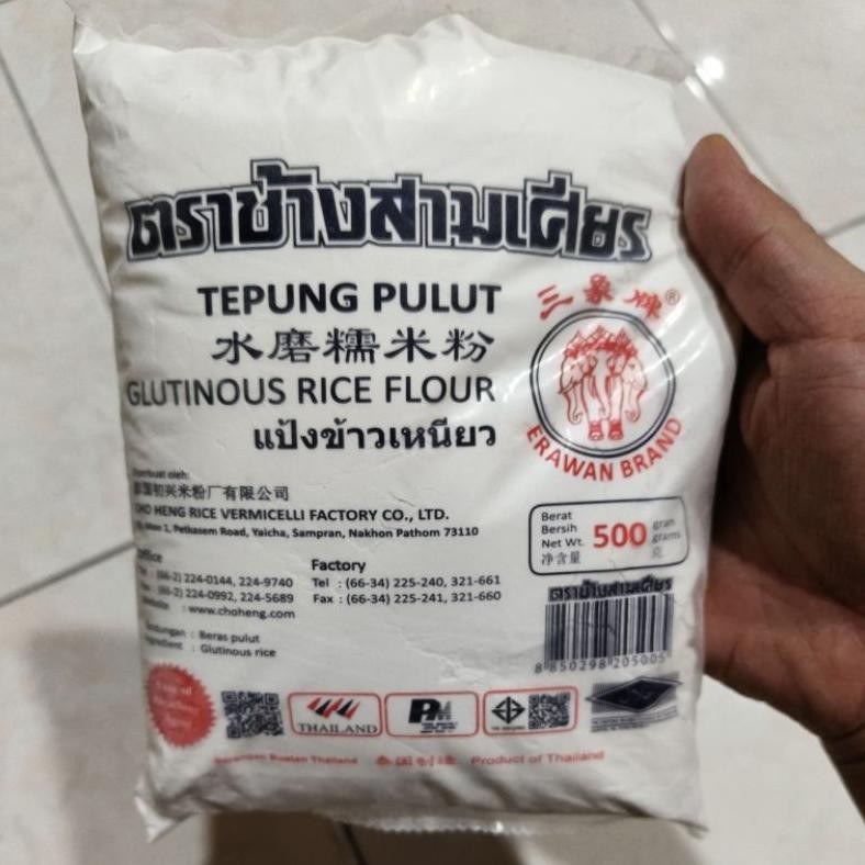 

Tepung Pulut /beras Ketan Thailand cap erawan /cap gajah / Glutinous Rice Flour 500 gr aSt