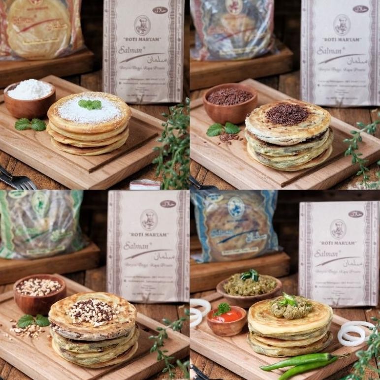 

Roti Maryam Frozen Salman - Original, Coklat, Cokelat Kacang, Daging - Halal, Lembut, Praktis aSt