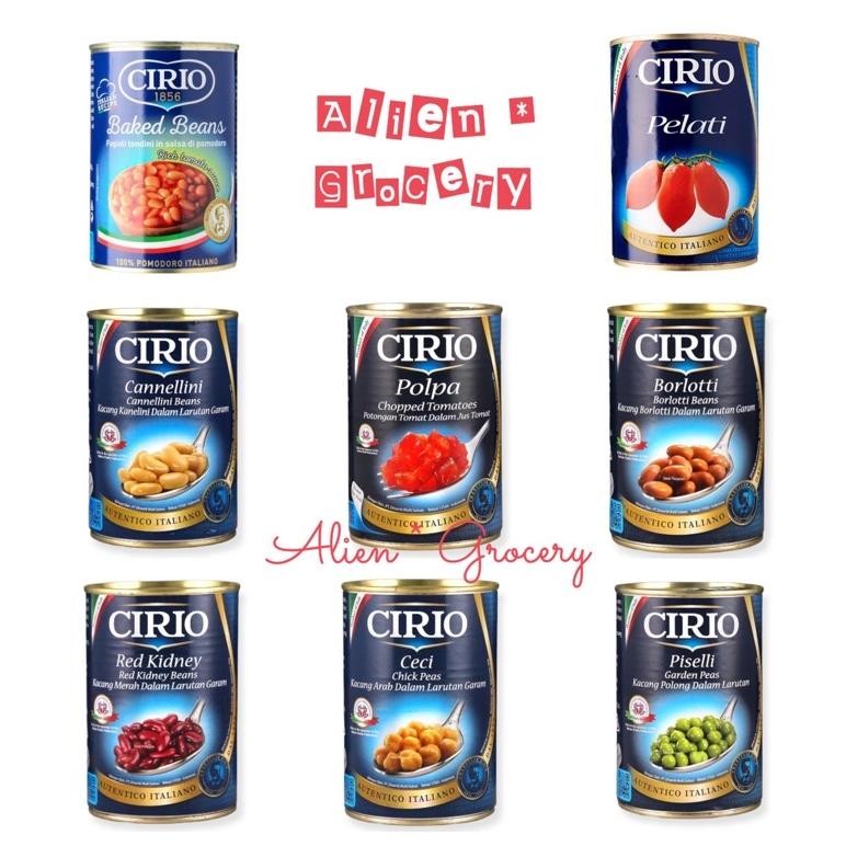 

CIRIO Kalengan Can Baked Bean Polpa Tomatoes Chopped Whole Peeled Pelati Chick Peas Piselli Garden Red Kidney Bean 400gr 410gr 420gr aSt