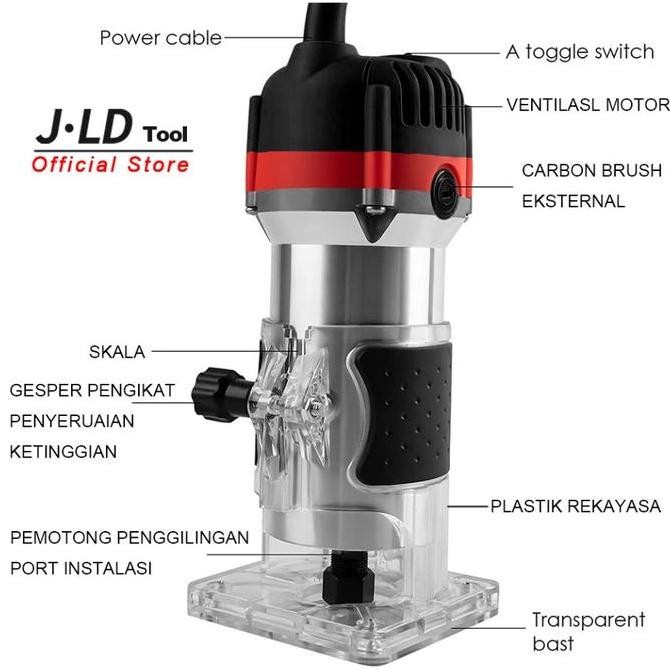 JLD Mesin Trimmer MT370 Mesin Profil Kayu Router 6mm  Mesin Profil Kayu Trimmer Router Mesin 350W Ro