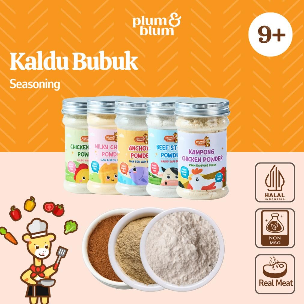 

PLUM & BLUM STOCK POWDER NO MSG KALDU ASLI AYAM SAPI JAMUR | KALDU ANAK MPASI TANPA PENGAWET aSt