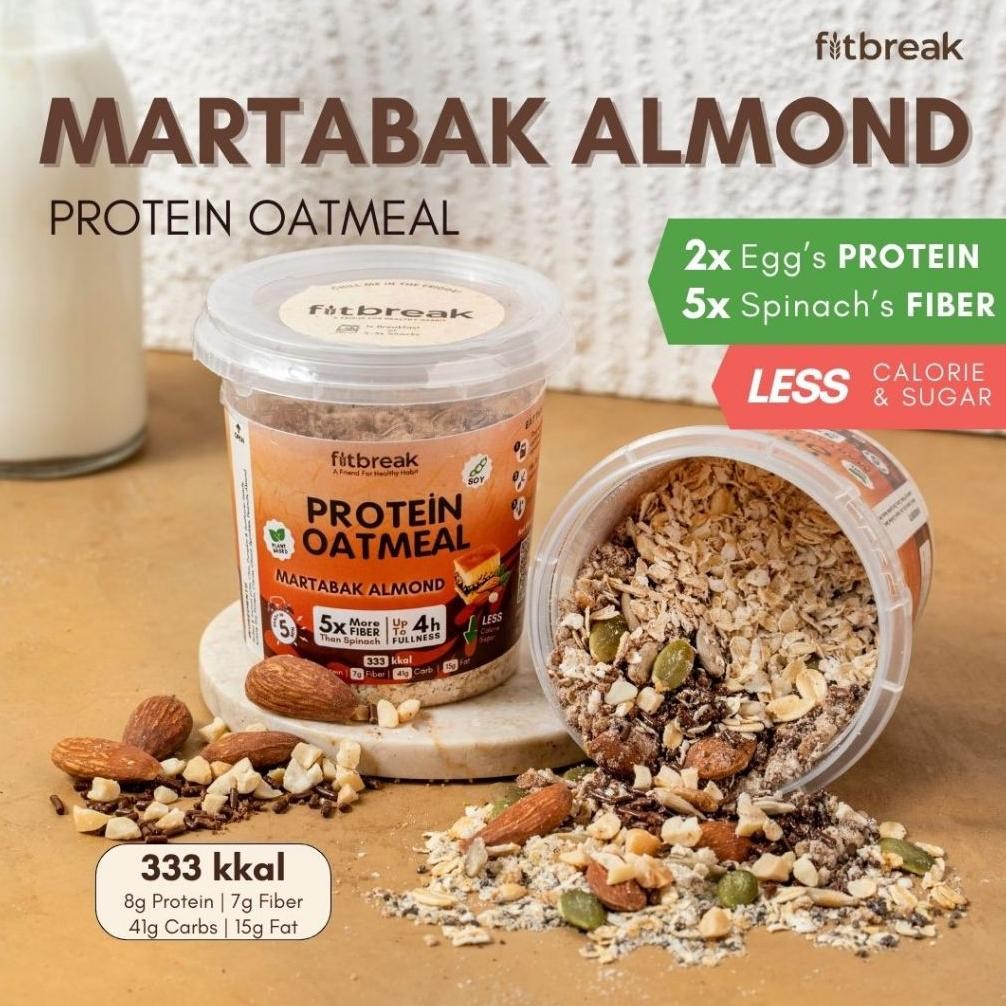 

Martabak Almond Protein Oatmeal Fitbreak / Healthy Snack / Instant Oats / Overnight Oats / Diet Friendly / Sarapan / Oatmeal aSt