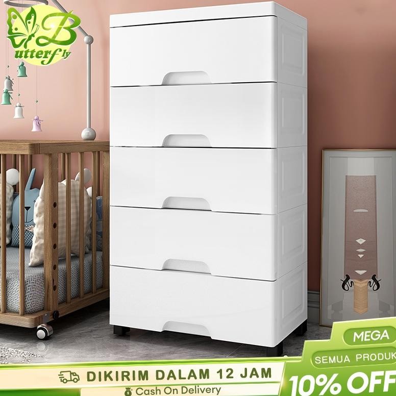 lemari pakaian plastik / lemari laci /lemari pakaian Babby /Lemari Pakaian Putih Tertutup Susun / Le