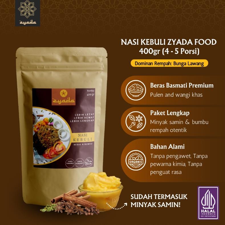 

ZYADA Nasi Kebuli Instan Beras Bumbu Minyak Samin 400gr (4-5 Porsi) aSt