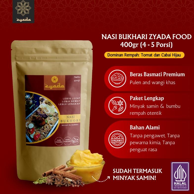 

ZYADA Nasi Bukhari Instan Beras Bumbu Minyak Samin 400gr (4-5 Porsi) aSt
