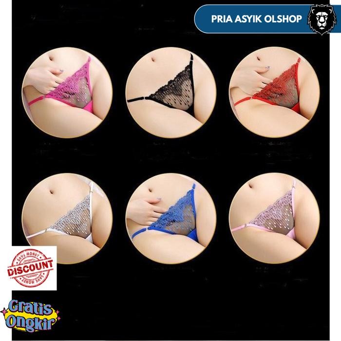 G STRIN SEXY CELANA DALAM WANITA SEKSI THONG POLA BORDIR BAHAN RENDA C107 BY PRIA ASYIK OLSHOP