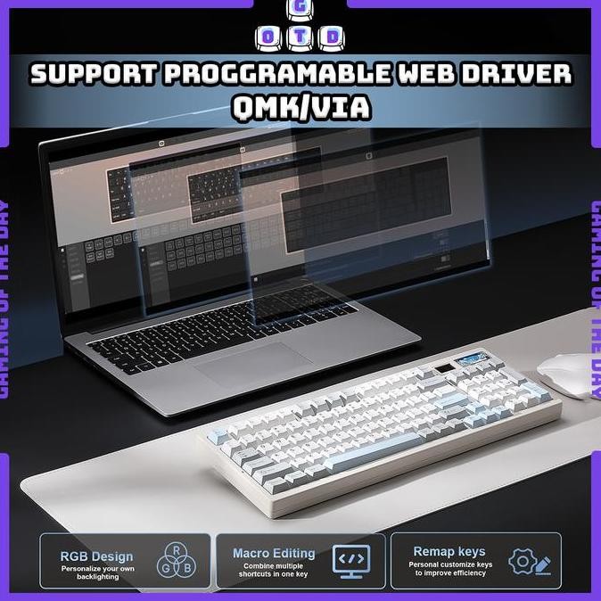 Sale Yunzii If99 Full Size 95% Lcd Via Wireless Mechanical Keyboard Led Screen Gasket Mount 95% Wire