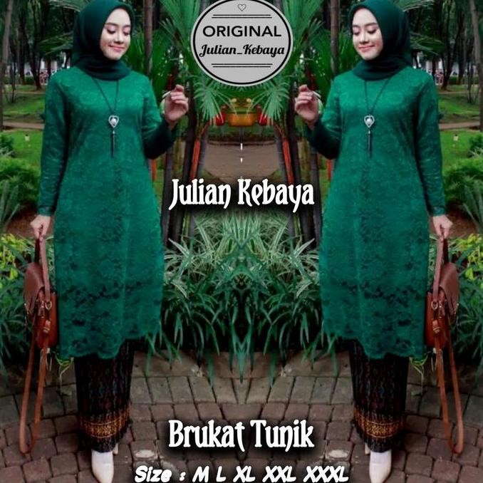 SETELAN KEBAYA BRUKAT TUNIK MODERN JUMBO / KEBAYA WISUDA / KEBAYA PESTA KONDANGAN BAJU BATIK TEBAL B