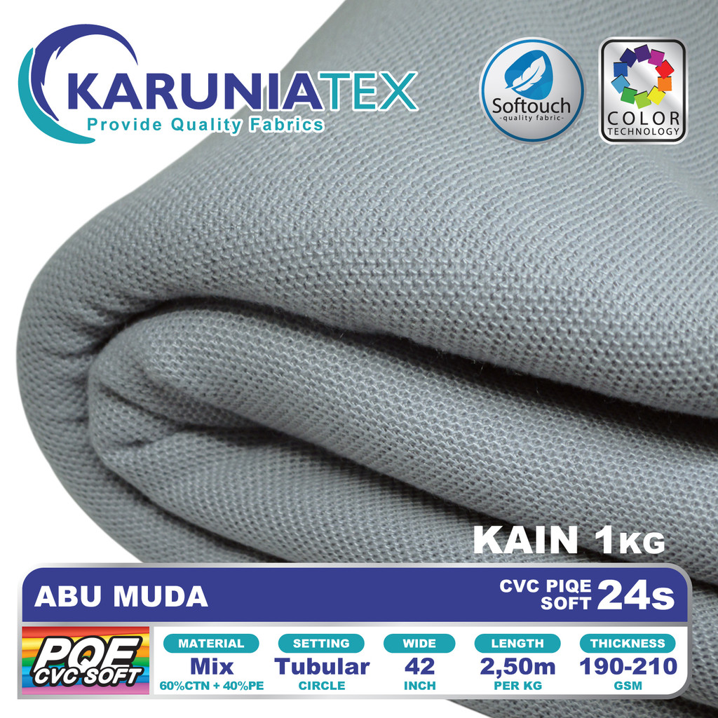 Kain Kaos Poloshirts CVC Soft 24s | Abu Muda | Karunia Textile
