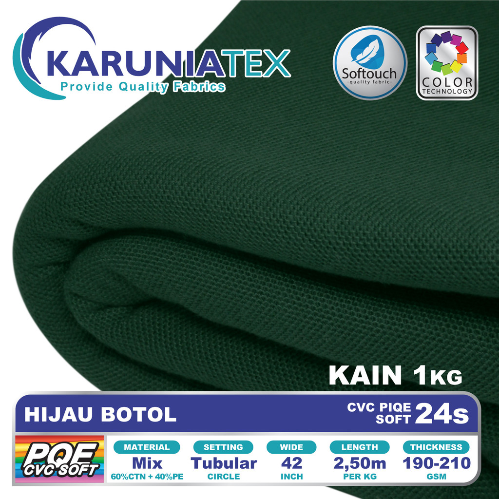 Kain Kaos Poloshirts CVC Soft 24s | Hijau Botol | Karunia Textile