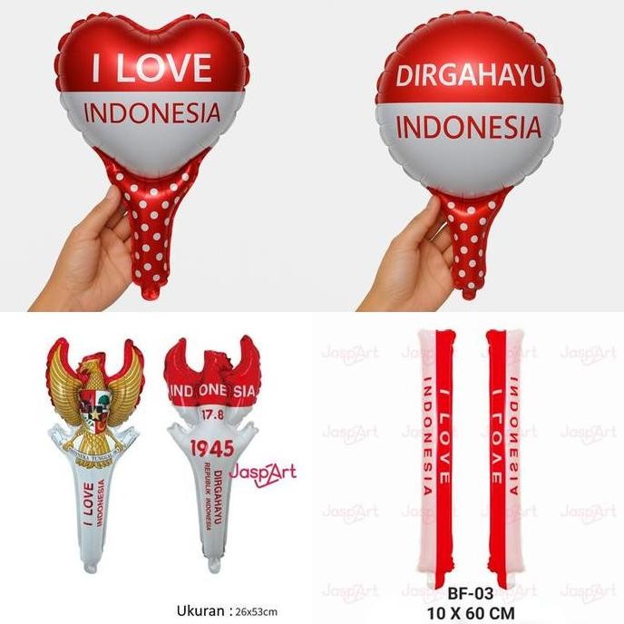 (Allthebest) Balon PENTUNGAN Foil HUT RI - Balon Tepuk Pentungan Dirgahayu Indonesia 17 Agustus Mera