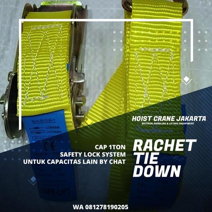 Siap Kirim Ratchet Tie Down 1 Ton x 4 Meter Tali Krek Cargo Lashing Belt