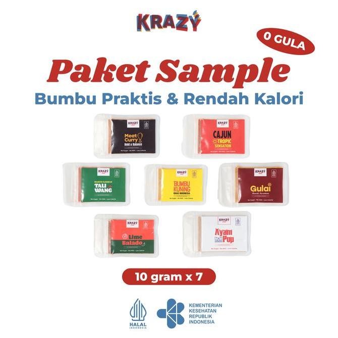 

DISKON! KRAZY BUMBU MARINASI DRY RUB SAMPLE 10GR X7PCS SPICE INSTAN DIET RENDAH KALORI NON MSG