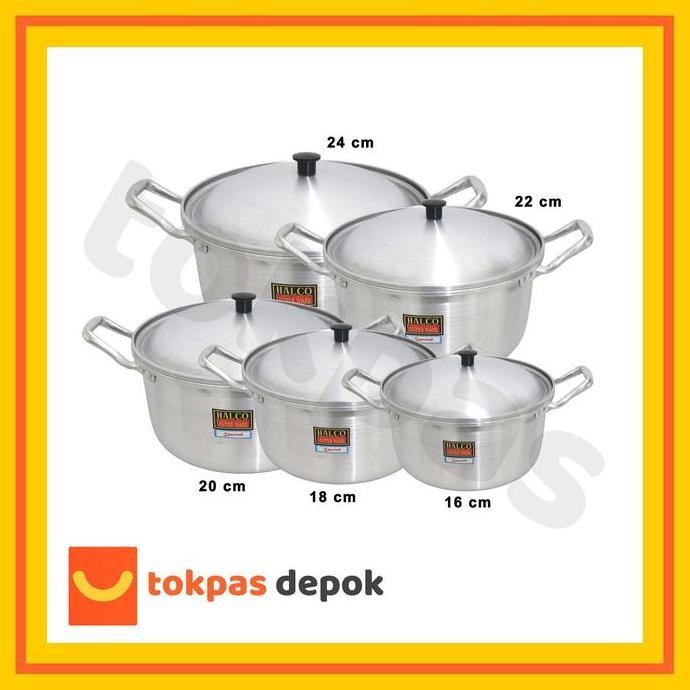 Panci Aluminium Serbaguna Tanpa Saringan 20, 22, 24 cm Halco A 102 / A 100 Peralatan Dapur Kitchenwa