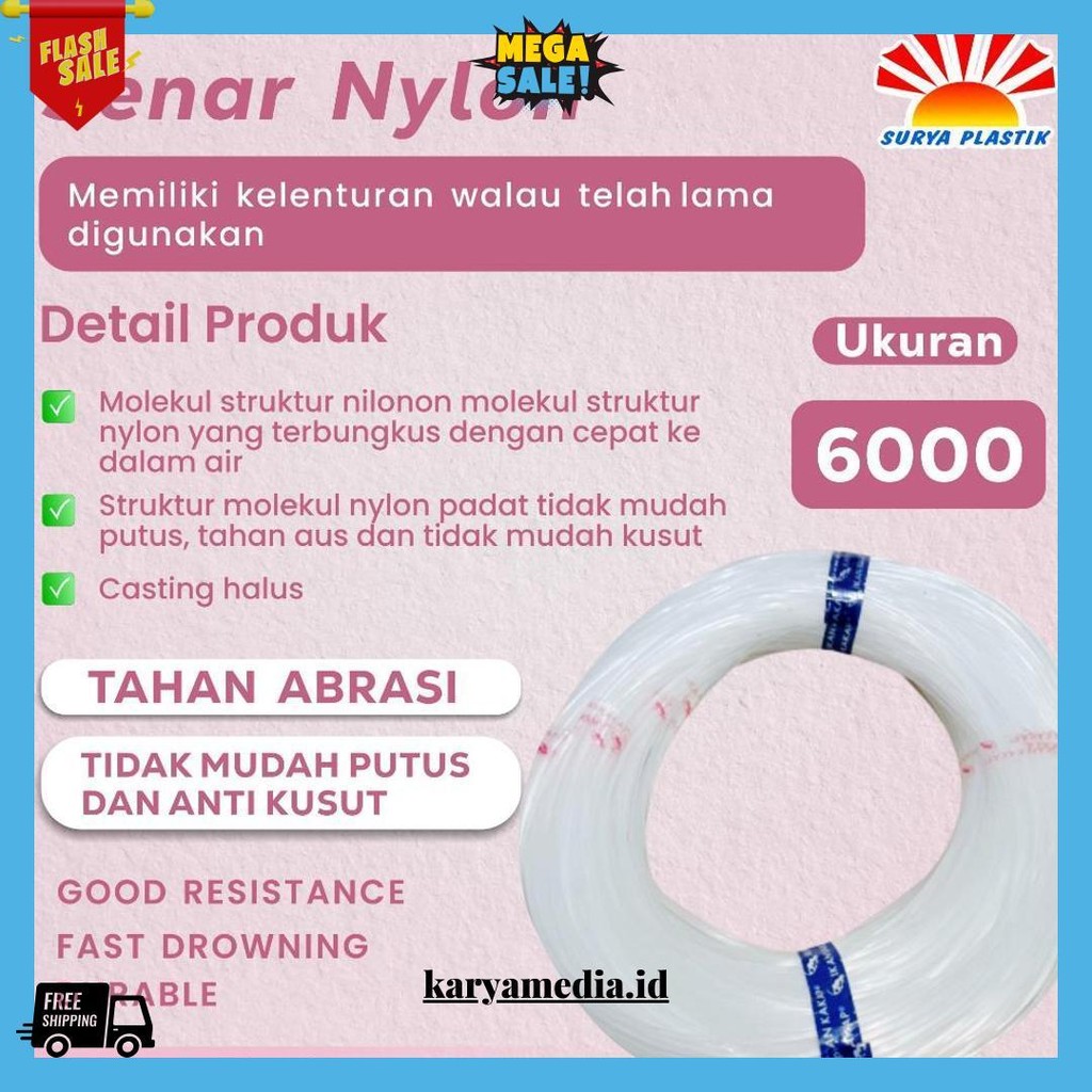Senar Cap Ikan Kakap  Ukuran 6000 (150)  Per Roll /Tali Senar Pancing / Senar Layangan Cod