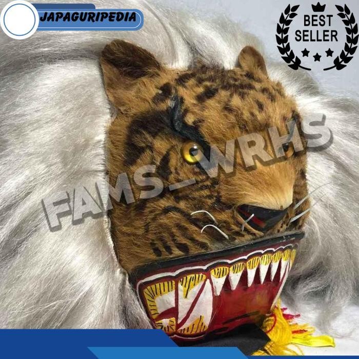 Topeng Macan Reog Ponorogo Bahan Kulit Asli Variasi Macan Coklat Murah