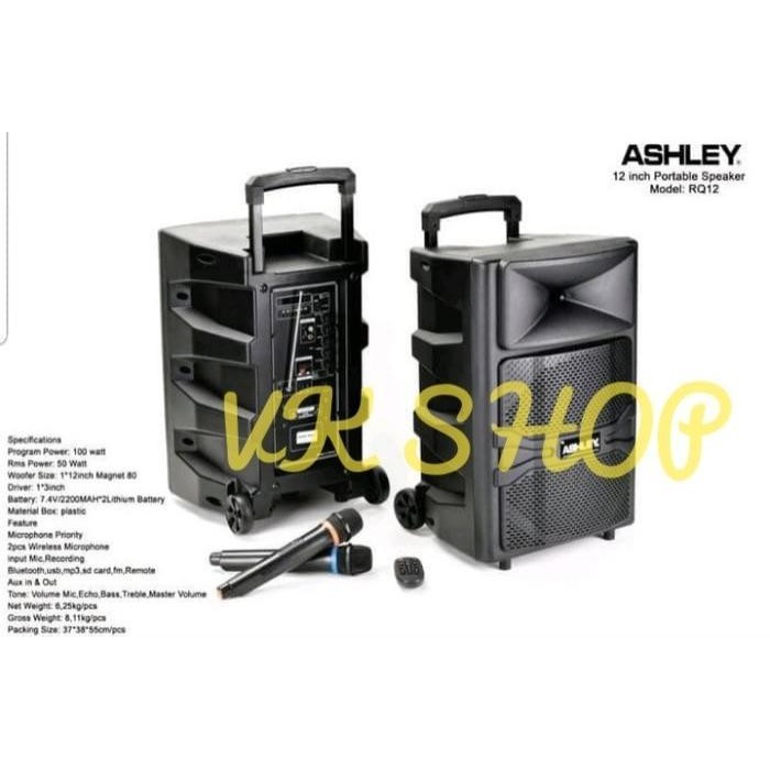 SPEAKER PORTABLE WIRELESS MEETING ASHLEY RQ12 / RQ 12 NEW 12 INCH Berkualitas Terbaru