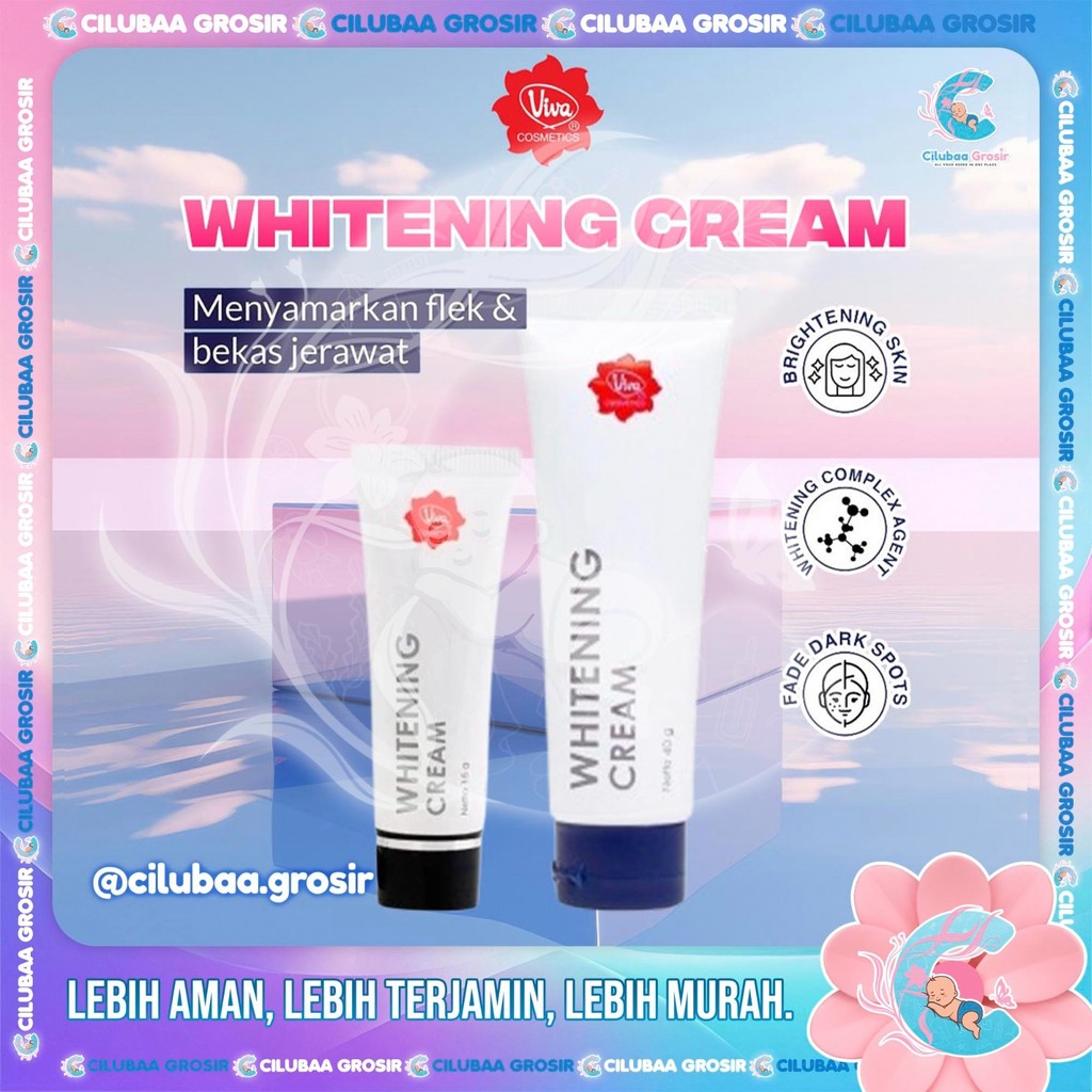 VIVA Whitening Cream 40gr || Krim Menghilangkan Flek Hitam || Krim Menyamarkan Bekas Jerawat