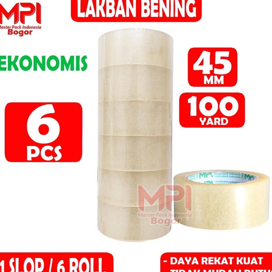 

6 Pcs Lakban Bening Ekonomis 45 Mm X 100 Yard Lakban Paing Master Pa Indonesia