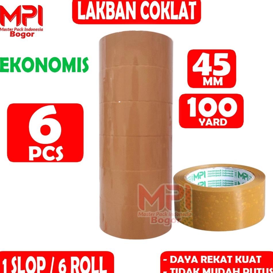 

6 Pcs Lakban Coklat Ekonomis 45 Mm X 100 Yard Lakban Paing Master Pa Indonesia