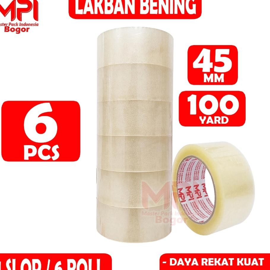 

1 Slop 6 Pcs Lakban Bening Tebal Mpi 45 Mm X 100 Yard Lakban Paing