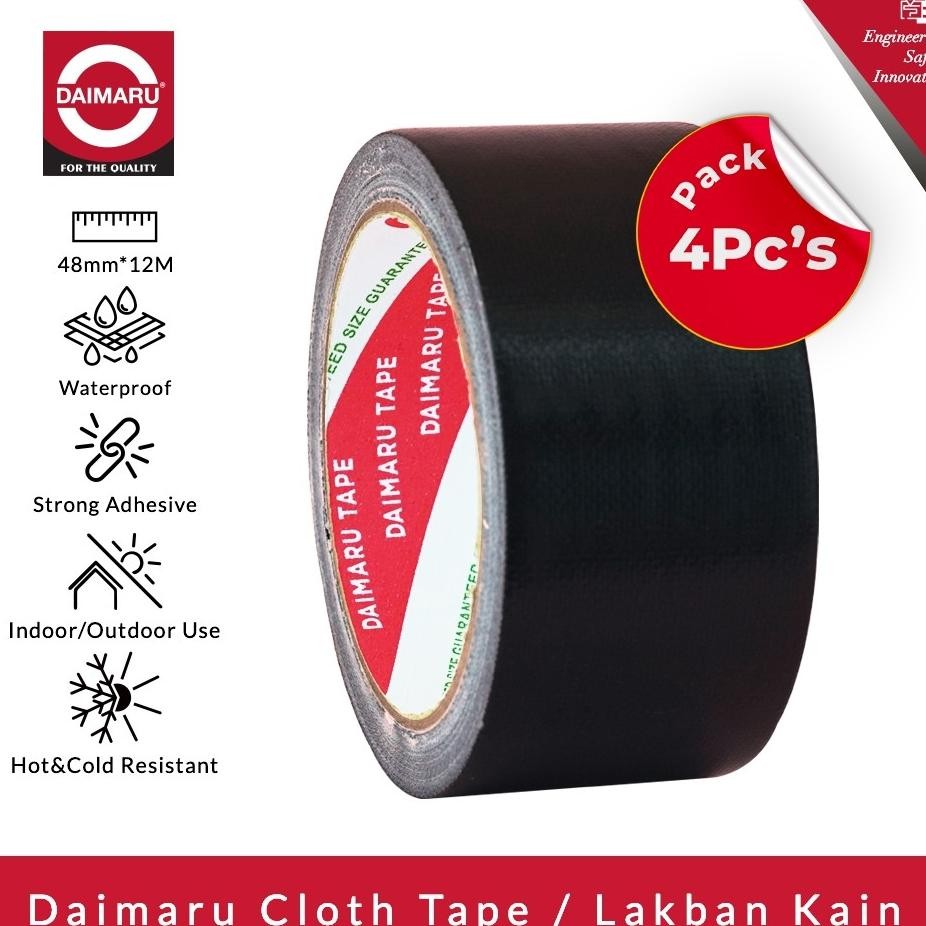 

Daimaru Cloth Tape Lakban Kain Hitam 48Mm X 12M 2 Inch 4 Pcs Lakban Kain