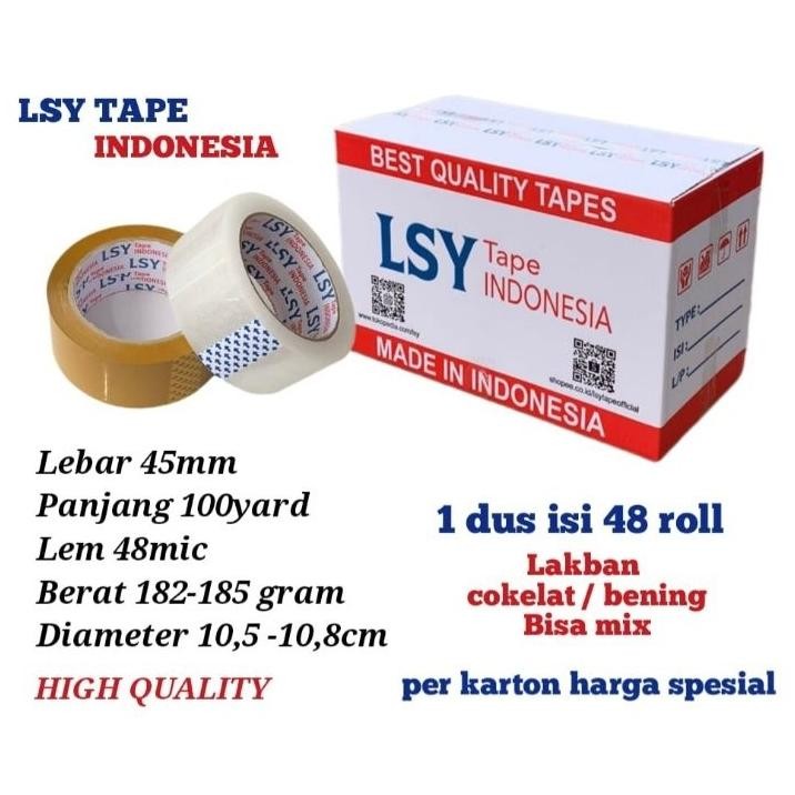 

Lakban Bening Cokelat 100Yard 1 Dus Isi 48 Roll Lsy Tape Indonesia Cbm