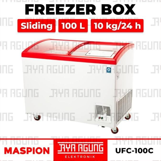 TERBARU - Sliding Chest Freezer Box 100L MASPION UFH 100C Glass Kulkas Pembeku