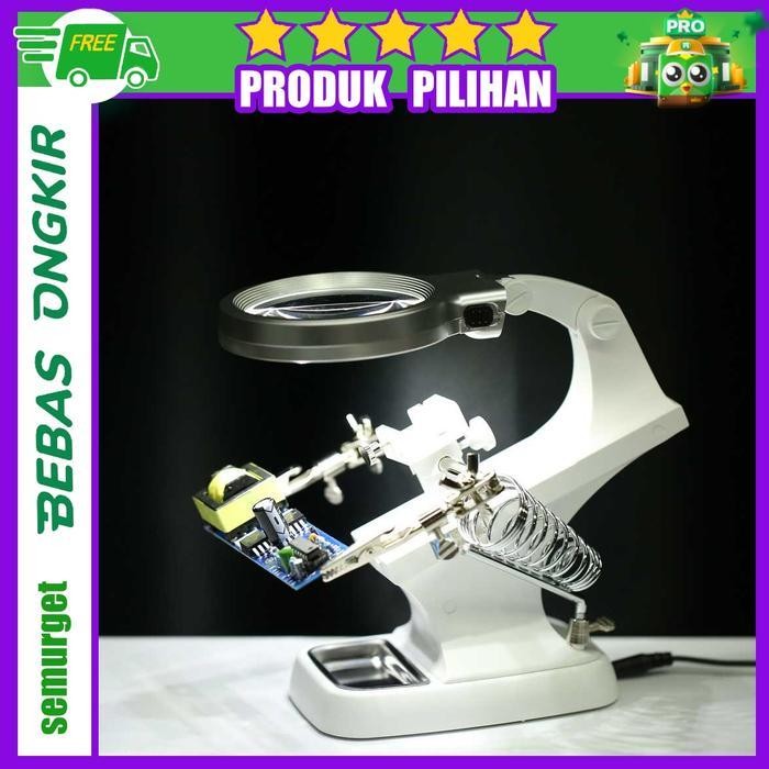 

Alat Pegangan Solder + Kaca Pembesar 3X/4.5X + Lampu Led Original Dan Terpercaya