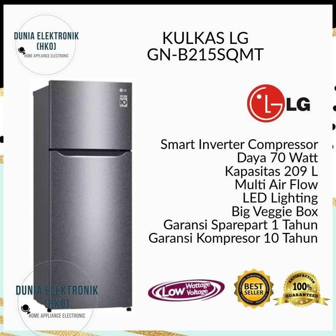 TERLARIS - KULKAS LG GN-B215SQMT LEMARI ES 2 PINTU INVERTER | lg gn b215sqmt