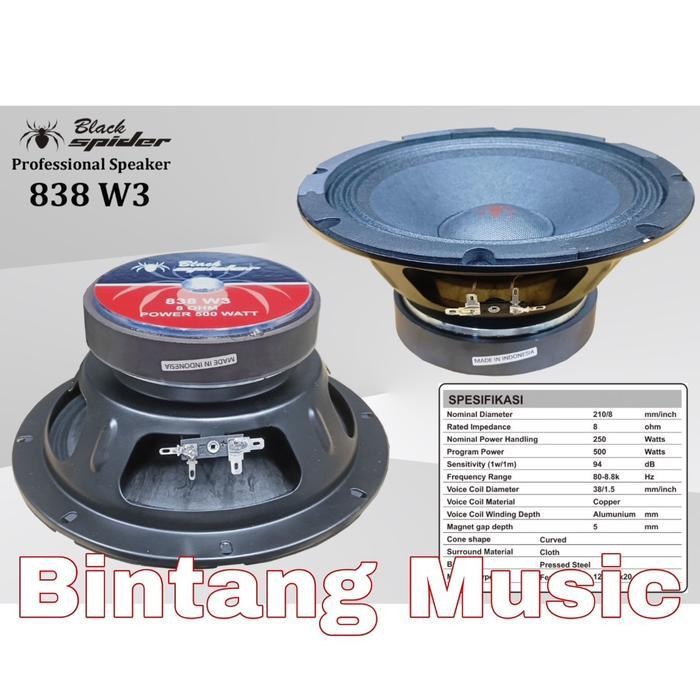 Speaker Blackspider 838 W3 Original Komponen speaker blackspider 838 w3 8inch speakers bluetooth kom