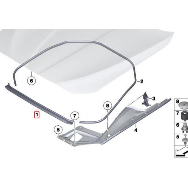 Original BMW F10 Cover Seal Karet Depan Kap Mesin 51767206521 TERBARU