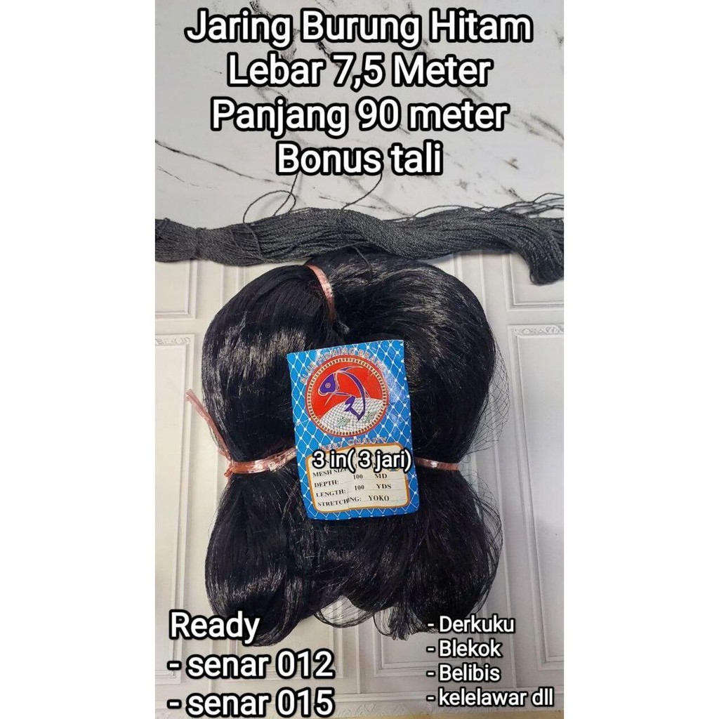 jaring burung hitam tinggi 7,5 panjang 90 meter lubang 3 in bonus tali untuk burung blekek, kuntul, 