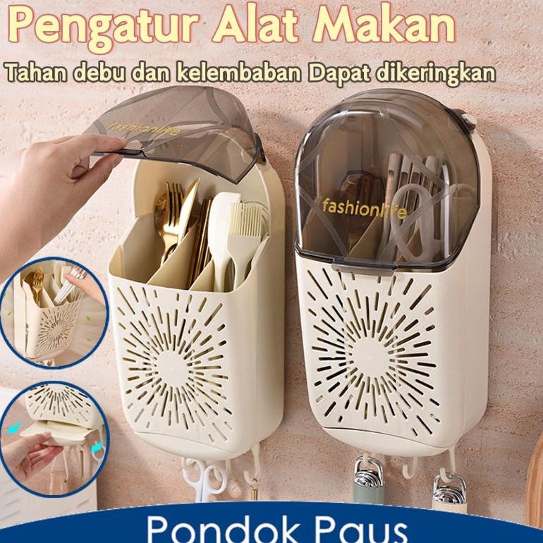 Tempat Sendok Garpu /Serbaguna Gantung  Tempat Sendok Garpu /Tertutup Tempel Dinding Kotak Organizer